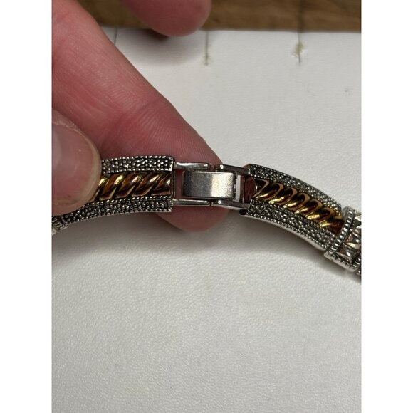 Vintage Two-Tone Sterling Silver & Gold-Plated Necklace With Intricate Design - Picture 7 of 11